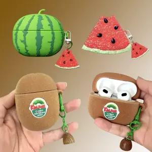 키위 수박 에어팟케이스 4 3 2 프로 3 2 1 귀여운 과일 캐릭터 무선 이어폰 실리콘 파우치 키링
