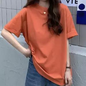 여성 기본티 이너 반팔티 레이어드 티셔츠 오렌지색 0409