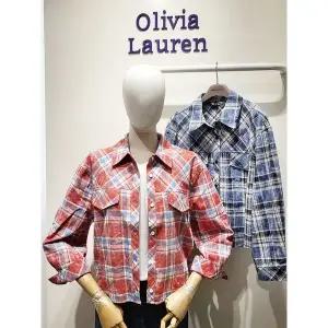 [올리비아로렌]여성 카라 체크 긴팔 셔츠 vvcnl5m3376 ECJ