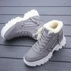 워크샵패션코디 여자 대학생 겨울 캠퍼스 룩 하이탑 털 운동화 워커