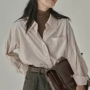 여성 오버핏 캐주얼 긴팔 남방 블루셔츠 오버핏셔츠