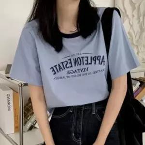 여성 레터링 프린트 힙한 반팔티 1P 빈티지 캐주얼 여름 기본 티셔츠