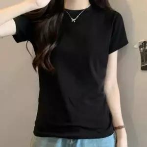 여성 부드러운 쫀쫀 반팔티 1P 라운드넥 예쁜 라인 여름 기본 티셔츠