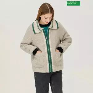 베네통 [아울렛] 멜란 니트 배색 점퍼 BAJPA5561