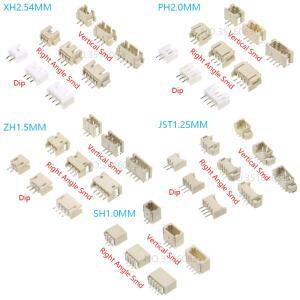 10피스 1.0 1.25 2.0 2.54 SH/JST/ZH/PH/XH 수 핀 헤더 소켓 Dip/직각 SMD 2/3/4/5/6/7/8/9/P