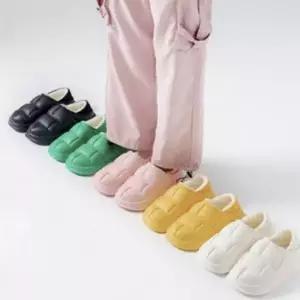 여성 발등 구름 퀼팅 보아털 방한 슬립온 쿠션 슬리퍼