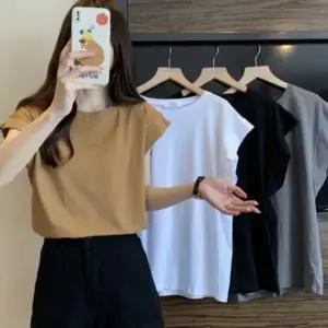 여성 무지 캡소매 반팔티 1P 루즈핏 데일리 여름 티셔츠 오피스룩 출근
