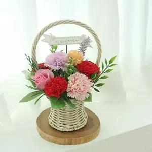 카네이션꽃바구니 비누꽃 조화 어버이날선물 스승의날꽃