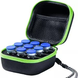 핸드 스트랩이 있는 냉장고용 모이트 인슐린 바이알 케이스 5-10ml 맞고 키가 큰 않음 검은색 및 녹색 지퍼