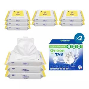 자우버 주방 다용도클리너 50매입 10개+그린탭 식기세척기 세제 타블렛 30개입 2개