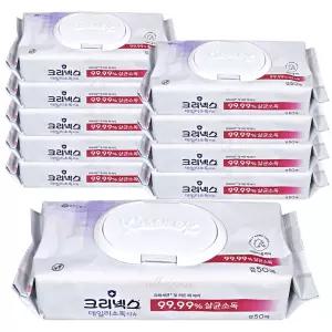 크리넥스 데일리 소독티슈 캡형 50매x10개 99.99% 살균 소독