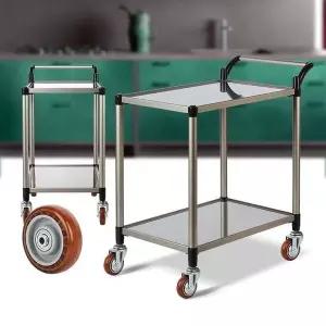 [오너클랜]2단 특대 와인색바퀴 드레싱카 웨곤 스텐레스 이동식 이동식트레이