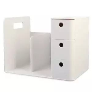 리템 콤보 책꽂이 화이트 일체형 3단서랍 연필꽂이 서류꽂이 책진열대 데스크멀티박스
