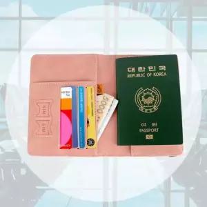 RFID차단 가죽 케이스 해외여행 파스텔 여권 살구색