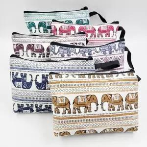 혜명잡화마트 태국 코끼리 패브릭 중형 파우치 여행용가방 린넨파우치 패브릭파우치소형 패브릭파우치대형