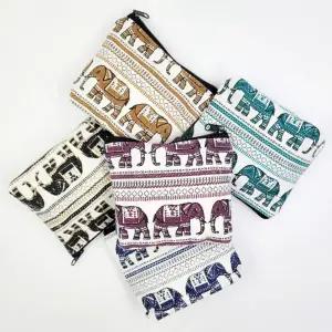 혜명잡화마트 태국 코끼리 패브릭 소형 파우치 휴대용지퍼백 여행용파우치 패브릭파우치 태국파우치 미니파