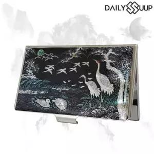 명함지갑 자개 명함케이스 나전칠기 디자인-송학