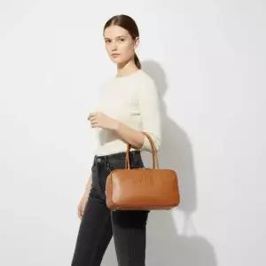 미우미우 26SS 코냑 레더 보 미디엄 핸들백 5BB172 2CRW F0046