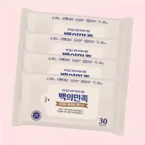 유한그린텍 제조 백의민족 프리미엄 물티슈 30매 4개 티슈 물휴지 아이들 어른 캠핑 나들이 4309292