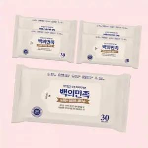 유한그린텍 제조 백의민족 프리미엄 물티슈 30매 5개 정제수 약산성 안심 안전 휴대 4307666