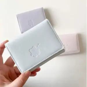 여자 귀여운 곰돌이 모던 파스텔 미니 반지갑 동전지갑 버스카드 가죽카드지갑