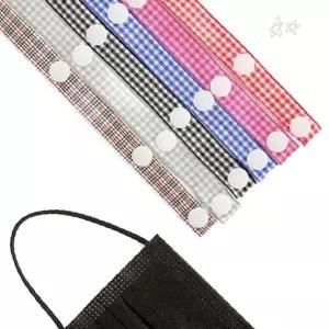 체크 패턴 마스크 연결 끈 목 걸이형 스트랩 귀 부담 완화 휴대 보관 편리 성인