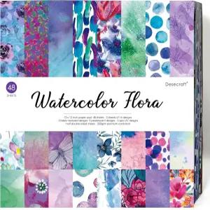 48장 6매 X 6.5 스크랩북 카드 스톡 장식용 종이 팩 - 수채화 식물 제작 저널 플래너 종이접기 재료 용품