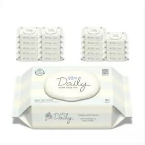 국내생산 데일리 생분해 물티슈 캡형 80매 20팩 무향 촉촉한 부드러운 강한내구성 물티슈 필수템 선물