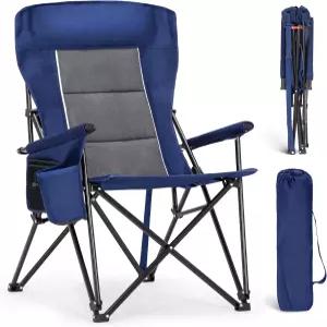 알파 캠프 오버사이즈 접이식 캠핑 의자 하이 등받이 헤비 듀티 잔디 컵 홀더가 있는 500파운드 휴대용