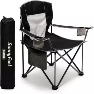 써니필 캠핑 의자 오버사이즈 헤비 듀티 500LBS 컵 홀더가 있는 휴대용 잔디 야외 캠핑/해변/피크닉/낚시용