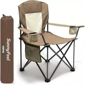 써니필 오버사이즈 접이식 캠핑 의자 500파운드 헤비 듀티 잔디 팔걸이가 있는 휴대용 컵 홀더 야외