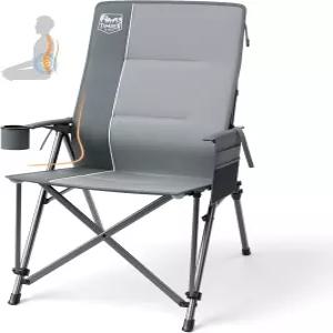 허리 지지대가 있는 TIMBER RIDGE 오버사이즈 캠핑 의자 휴대용 접이식 헤비 듀티 하이백 컵 홀더 사이드