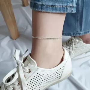 [하프클럽/]여자 데일리룩 세련된 실버 납작 체인 발찌