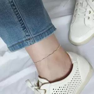 [하프클럽/]여자 섬세한 웨이브 실버 뱀줄 체인 데일리 발찌