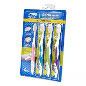 애경산업 2080 오리지날 칫솔 미세모 4개입 x 1개 프라그 제거 칫솔