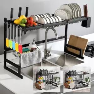 스텐 식기 건조대 싱크대 주방 설거지 정리대 선반 수납 그릇 접시 선반형 다용도 수저통 칼꽂이 도마걸이