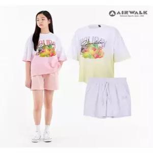 [에어워크주니어]그라데이션 크롭 반팔티 트레이닝 숏팻츠 상하세트