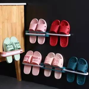 [하프클럽/]무타공 벽걸이 슬리퍼 거치대 수납 정리 부착식 홀더