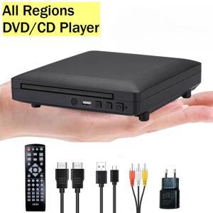 DVD 플레이어 모든 지역 미니 휴대용 CD HDMI AV USB 출력 포함 리모컨 TV 홈용 소형 멀티미디어