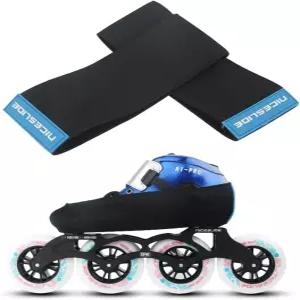 SquEqu 페어 스케이트 부츠 커버 스트랩 탄력 소매 밴드 캡 발가락 보호 롤러스케이트 피겨 스케이팅 신발