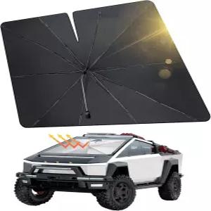 테슬라 사이버트럭용 조이투투스 윈드실드 선쉐이드 엄브렐러 자동차 실내 자외선 차단 커버 티타늄 실버