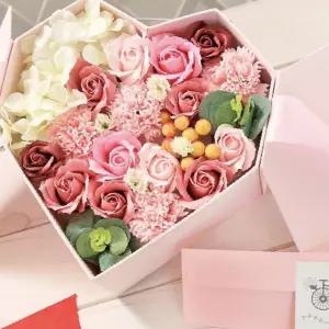 하트리본 플라워 용돈박스 핑크 비누꽃 어버이날 선물 용돈 박스