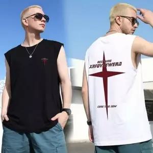 남성 여름 민소매 나시 프린팅 티셔츠 루즈핏