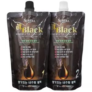 실케라 터치 두피에 묻지 않는 염색약 450ml 블랙 모발손상완화 두피보호