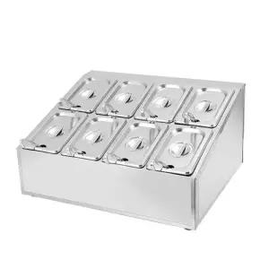 토핑 바트 반찬 용기 9X5cm 뷔페 사각통 트레이 셀프바 대야개_줄_ 진열대