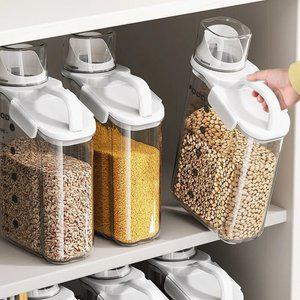 이중밀폐 투명 잡곡통 눈금 깔대기 입구