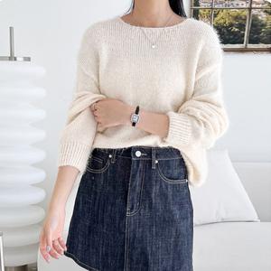 보트넥 루즈핏 니트 여자 레이어드 봄 스퀘어넥 니트