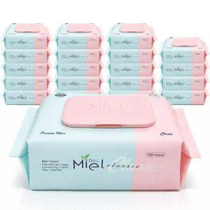 [행필품]미엘 클래식 캡형 100매 20팩 물티슈 평량 50g 도톰  대용량