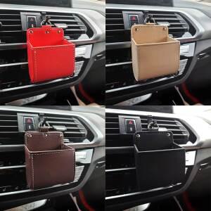 자동차 차량용 가죽 송풍구 수납함 포켓 핸드폰 사이드 수납 거치대