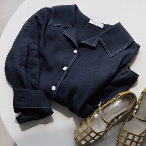 (안나앤플러스) 베인디 스티치 카라 셔츠[셔츠EFS61] 빅사이즈